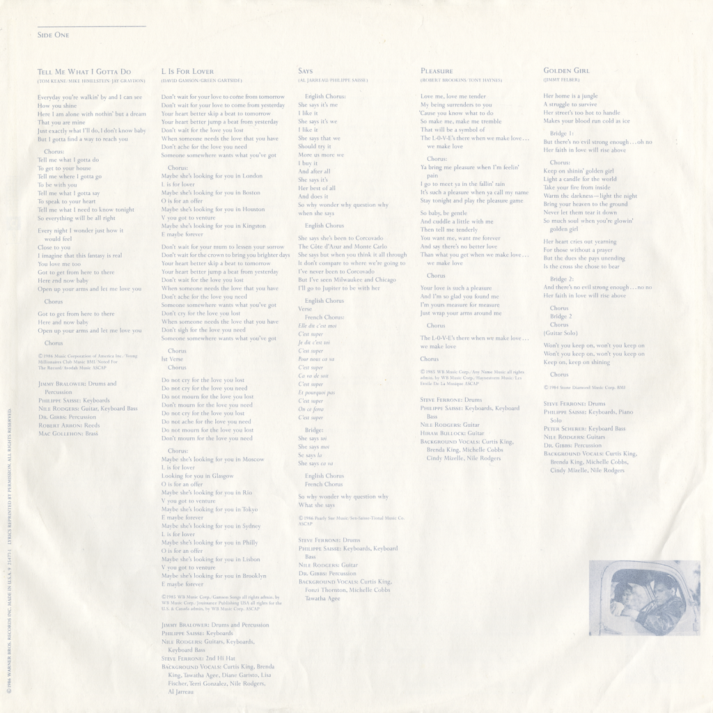 Al Jarreau L is for Lover Vinyl Album